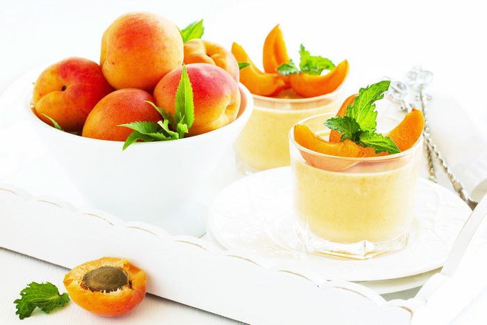 Apricots and Apricot Mousse on a Tray