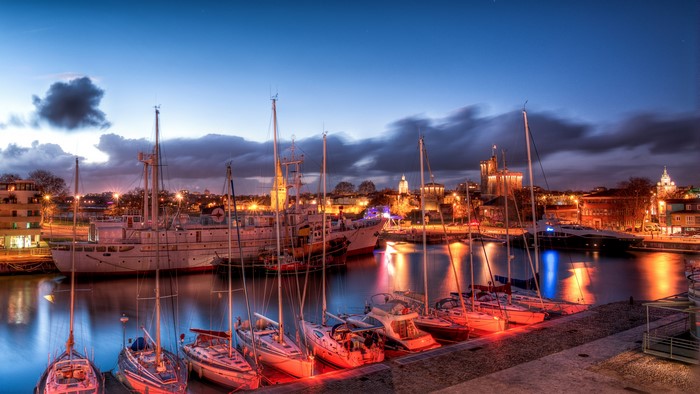 La Rochelle Marina at Night, France