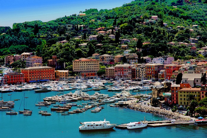 Santa Margherita Ligure, Italy harbor with boats and houses
