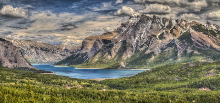 Lake and Mountains with Forest Scenery