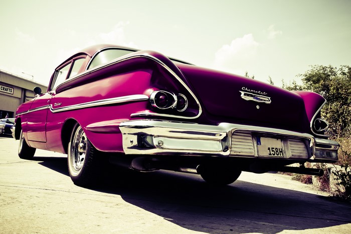 4K Violet Chevrolet Retro Back View