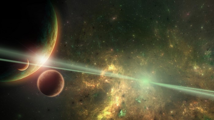 4K Planets and Natural Satellite in Nebula