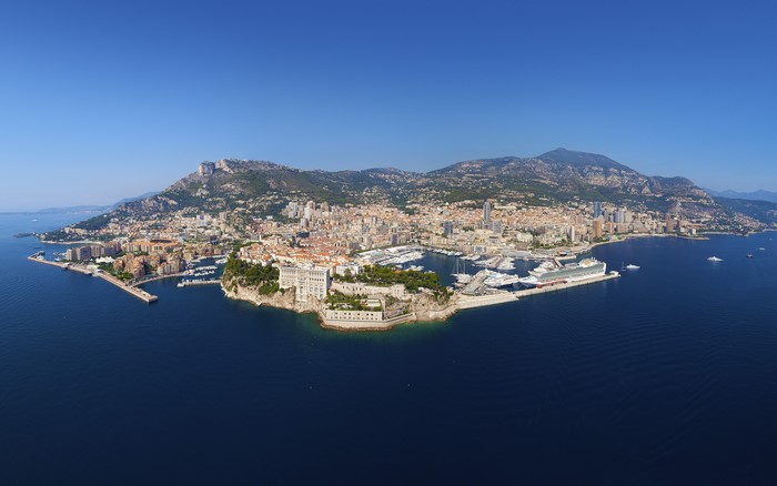 4K Aerial View of Monaco Coastline and Harbor