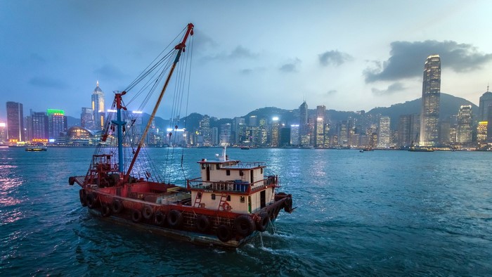 Tugboat in Victoria Harbour, Hong Kong