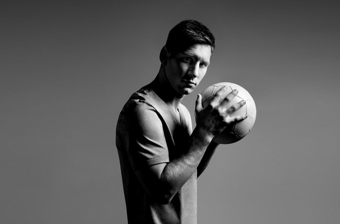 Lionel Messi with a soccer ball