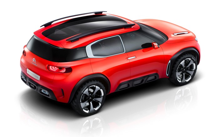 Red Citroen Aircross concept car, back view