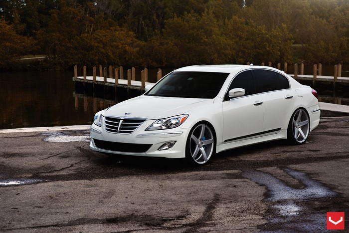 White Hyundai Genesis with Vossen Wheels