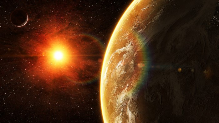 Planet and Sun in Space