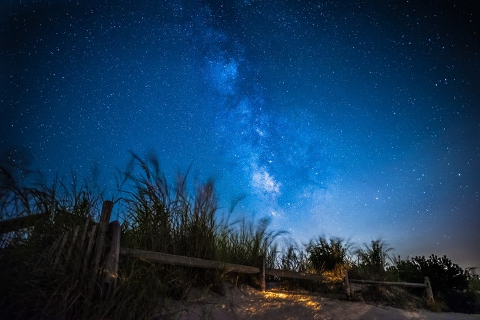 Milky Way over a beach at night
