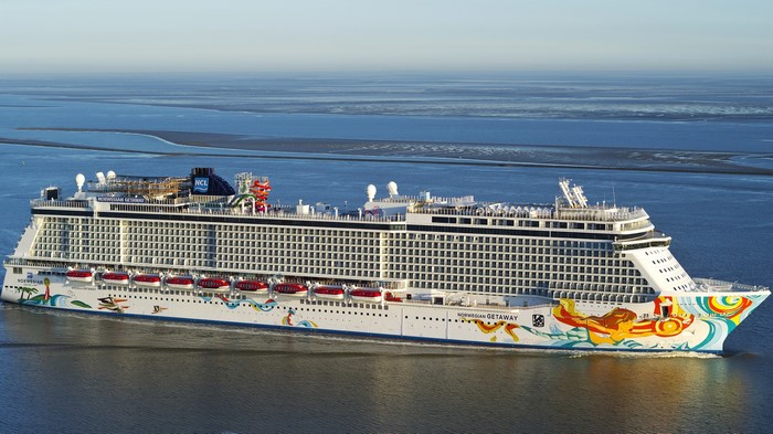 Norwegian Getaway cruise ship sailing on the sea