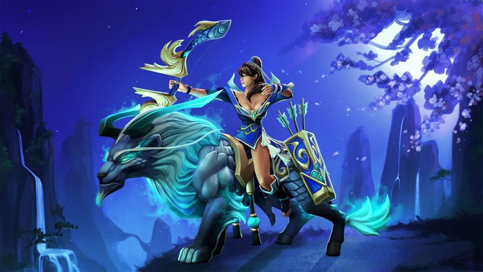 Mirana from DOTA 2 riding a magical creature