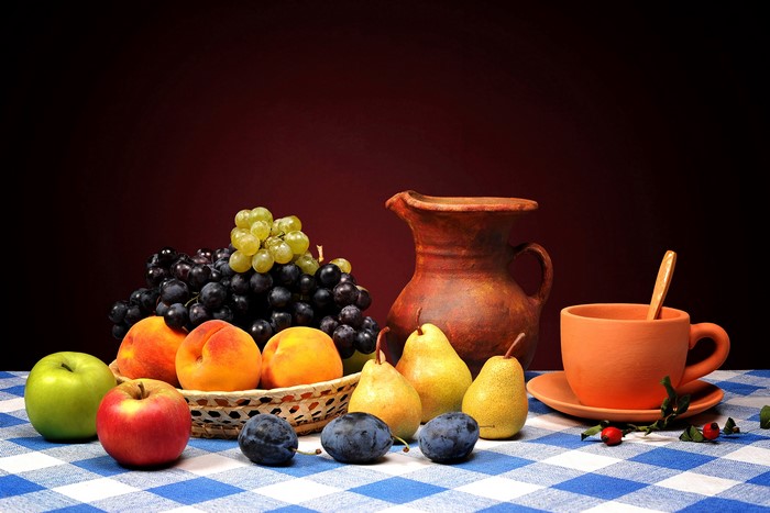 Still-life with fruits, jug, and cup