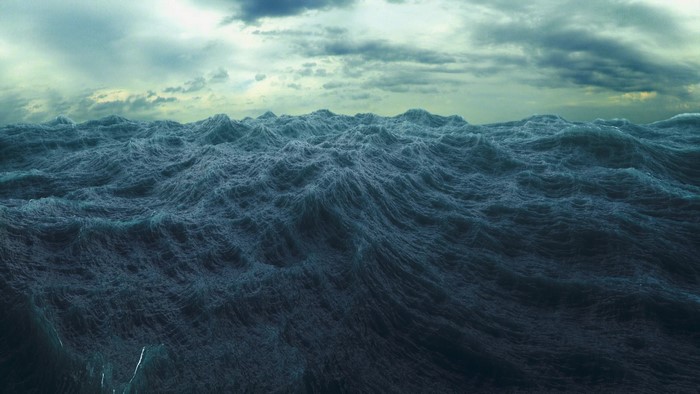 Rough sea with stormy clouds