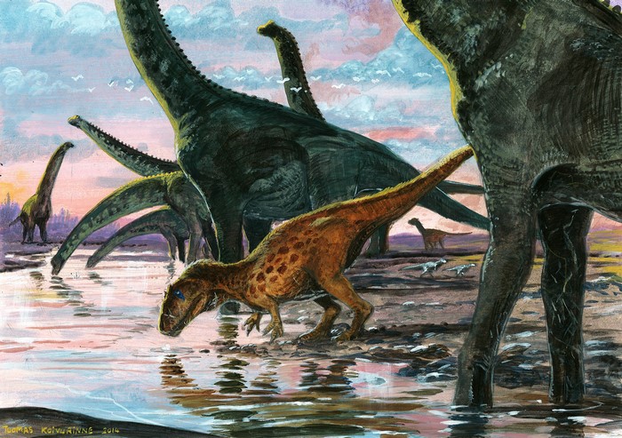 Dinosaurs at a watering hole by Tuomas Koivurinne