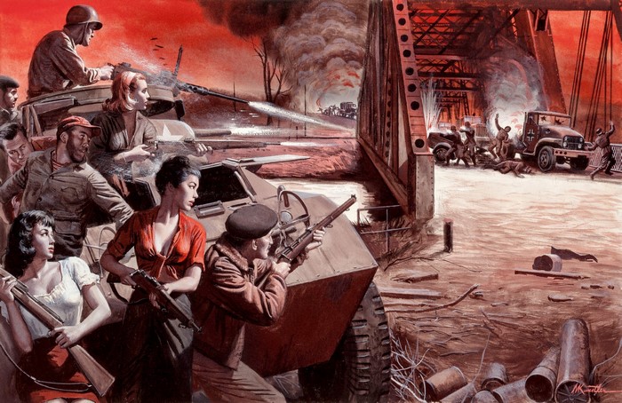 Mort Kunstler painting of soldiers and civilians in battle