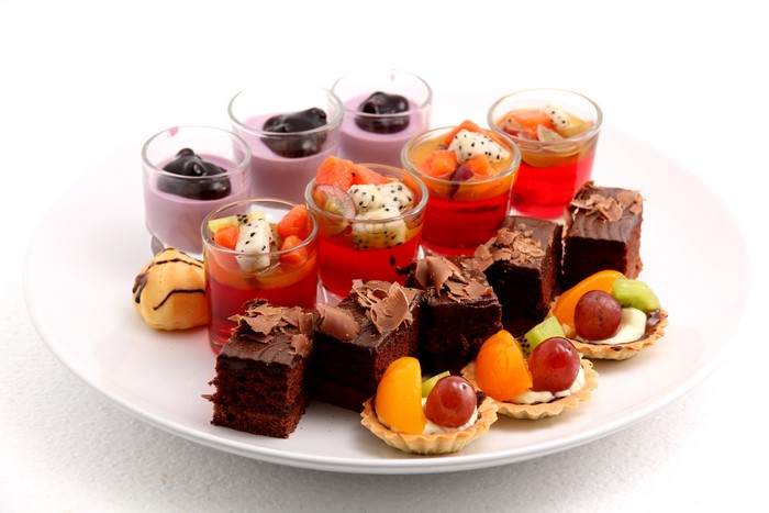 Assortment of mini desserts and fruit jellies