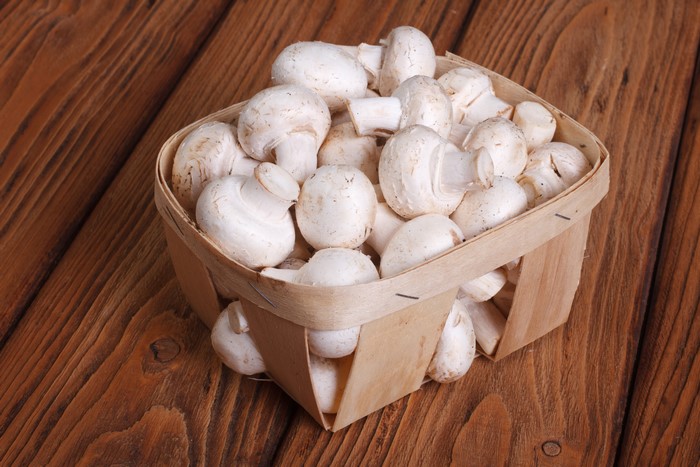Mushrooms in a wicker basket