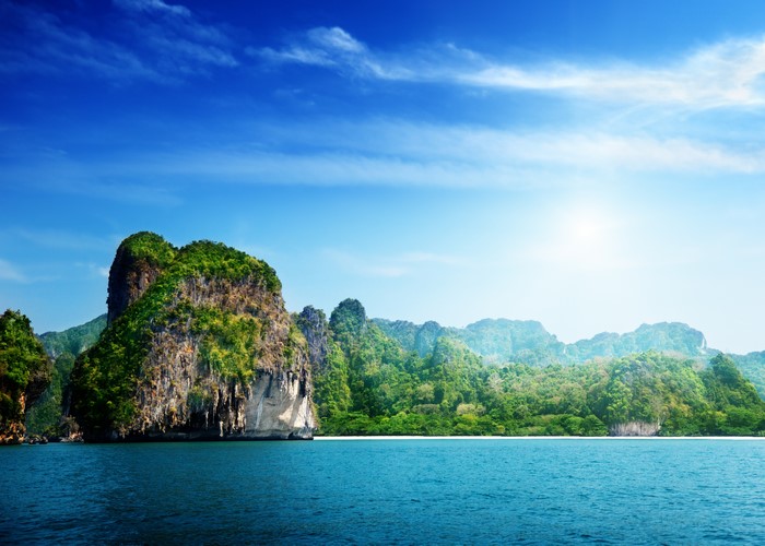 Tropical islands and sea under blue sky