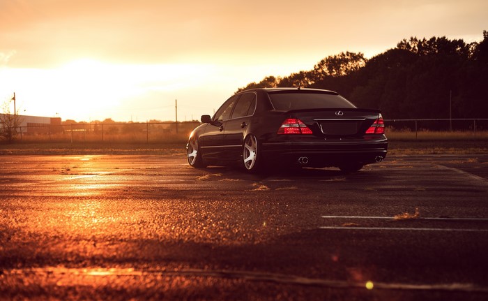 Black Lexus LS 430 Stance JDM Rear View