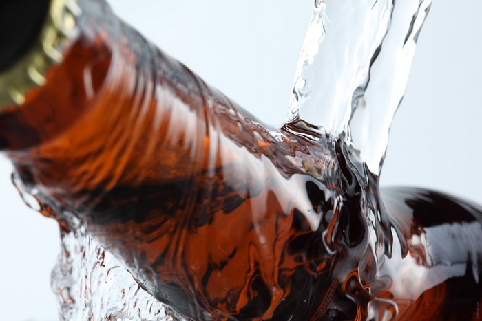 Liquid pouring from a bottle
