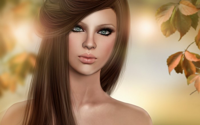 Brown haired woman with makeup
