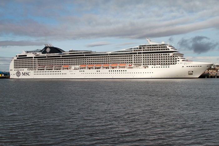 MSC Magnifica cruise ship docked at sea