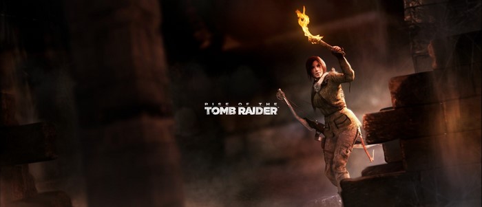 Lara Croft from Rise of the Tomb Raider holding a torch