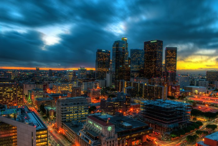Los Angeles skyline at dusk, California, USA