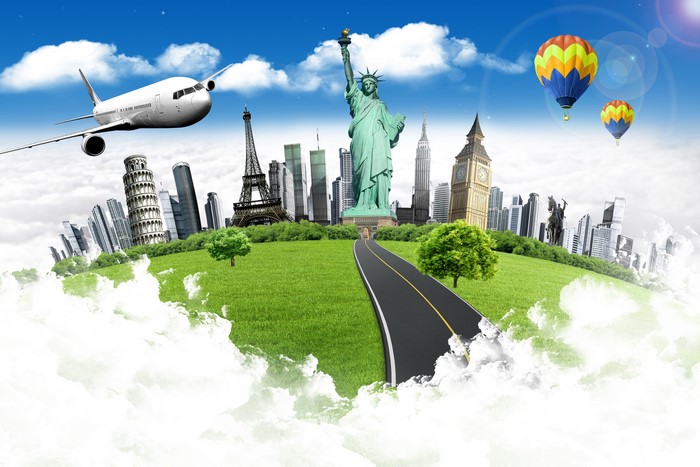 Airplane and Landmarks Collage