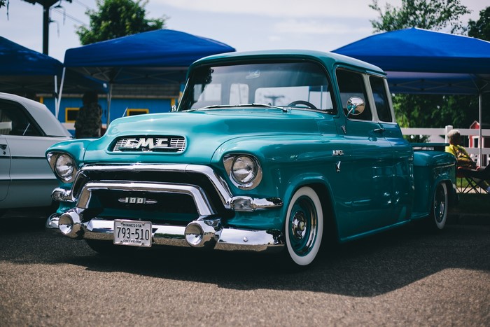 Teal 1950s GMC 100 Pickup Truck