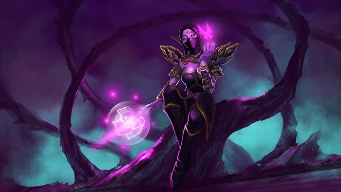 Templar Assassin Lanaya from DOTA 2 casting magic
