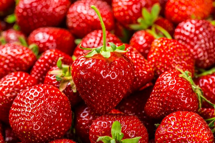 Close-up of fresh red strawberries