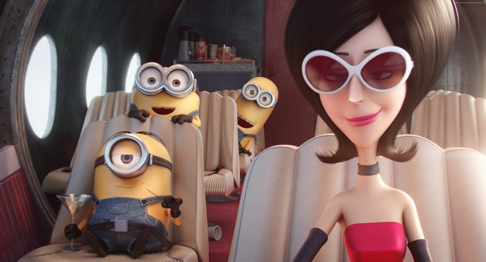 Minions from Despicable Me 2 on a plane