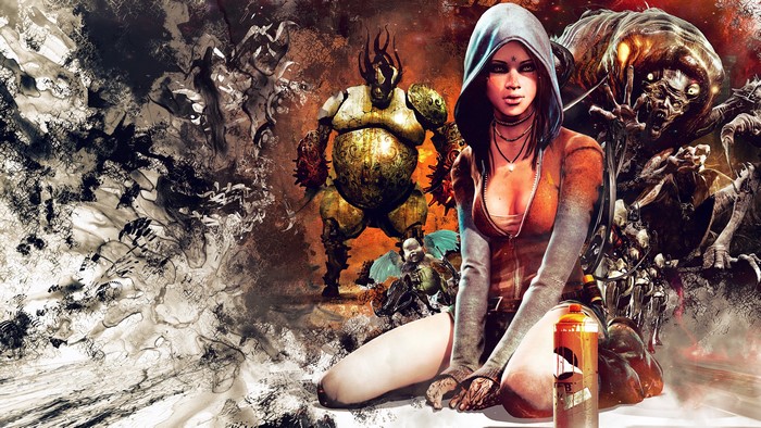 Kat from Devil May Cry with monsters