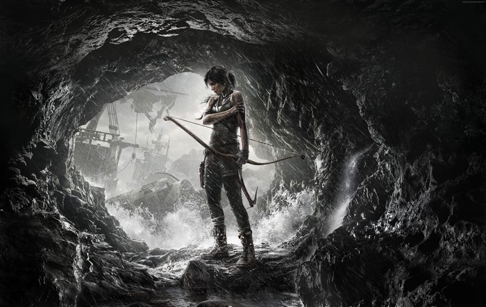Lara Croft from Tomb Raider 2013 in a Cave