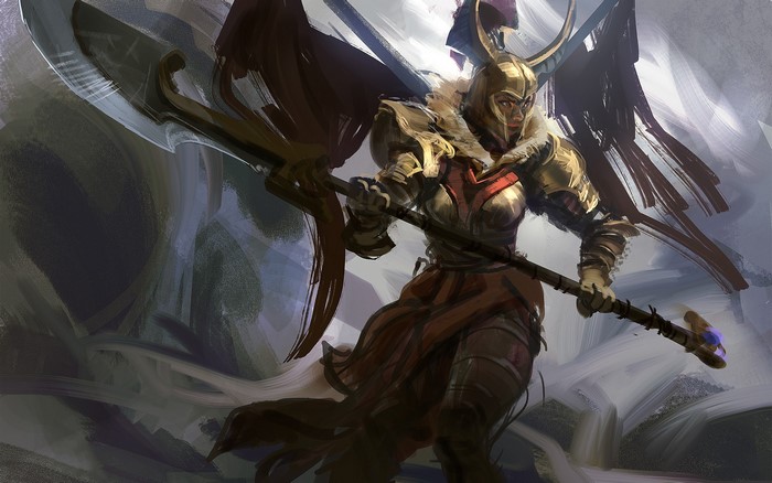 Legion Commander from DOTA 2 with a spear