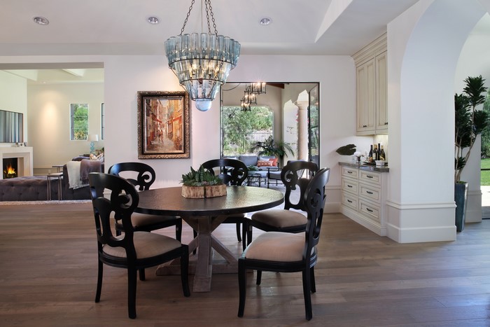 Dining Room with Chandelier and Chairs