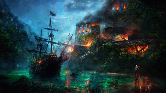 Assassin's Creed 4 Black Flag: Burning Fortress and Ship