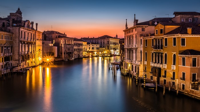Grand Canal in Venice, Italy at Dusk