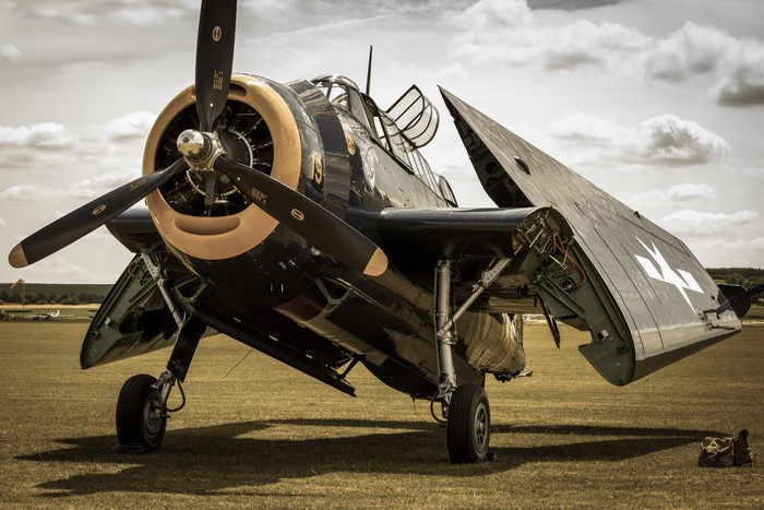4K Grumman TBM Avenger airplane on a field