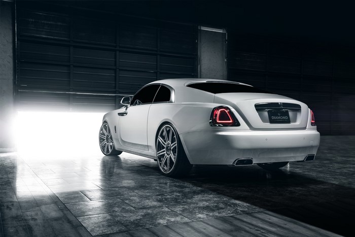 White Rolls-Royce Wraith in a Garage