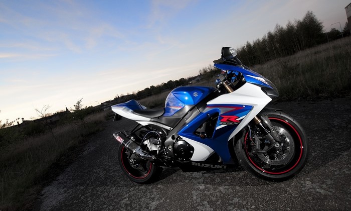 Suzuki GSX-R1000 motorcycle on a gravel road