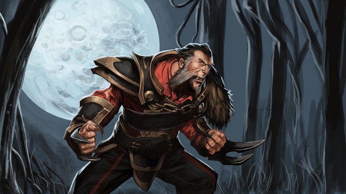 Lycan from DOTA 2 in a forest