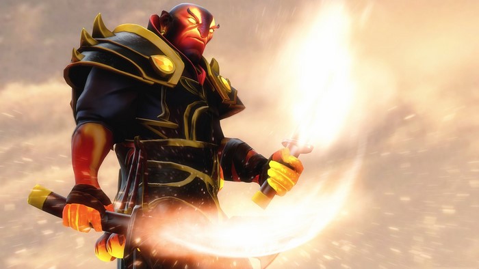 Ember Spirit from DOTA 2 with flaming swords