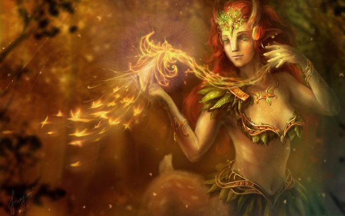 Enchantress from DOTA 2 casting magic