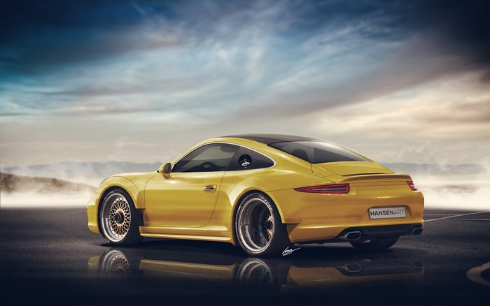 Yellow Porsche 911 Widebody by Hansen Art