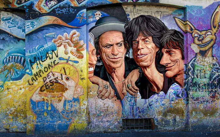 The Rolling Stones graffiti on a wall