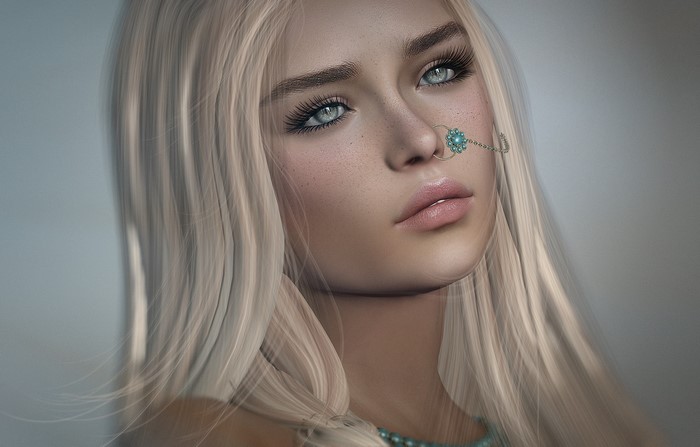 Blonde girl with nose jewelry