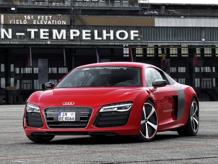 Red Audi R8 e-Tron Prototype at Tempelhof