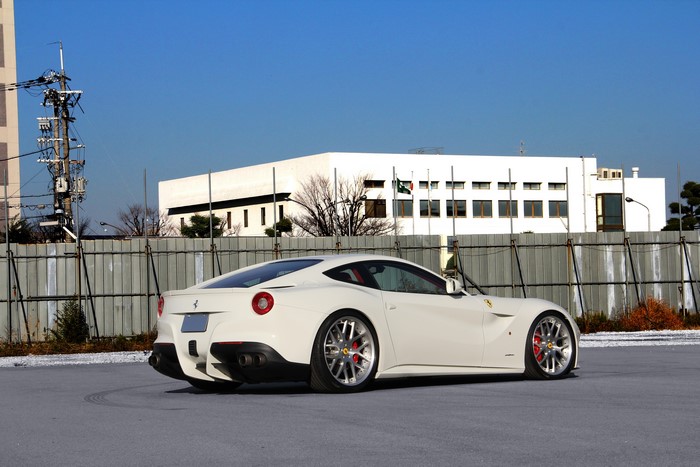 White Ferrari F12 Berlinetta parked outdoors